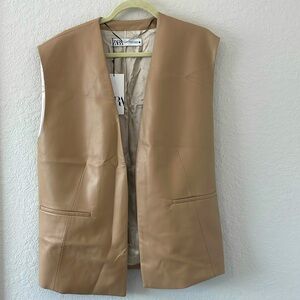 NWT Zara Oversized Faux Leather Vest Sz XS